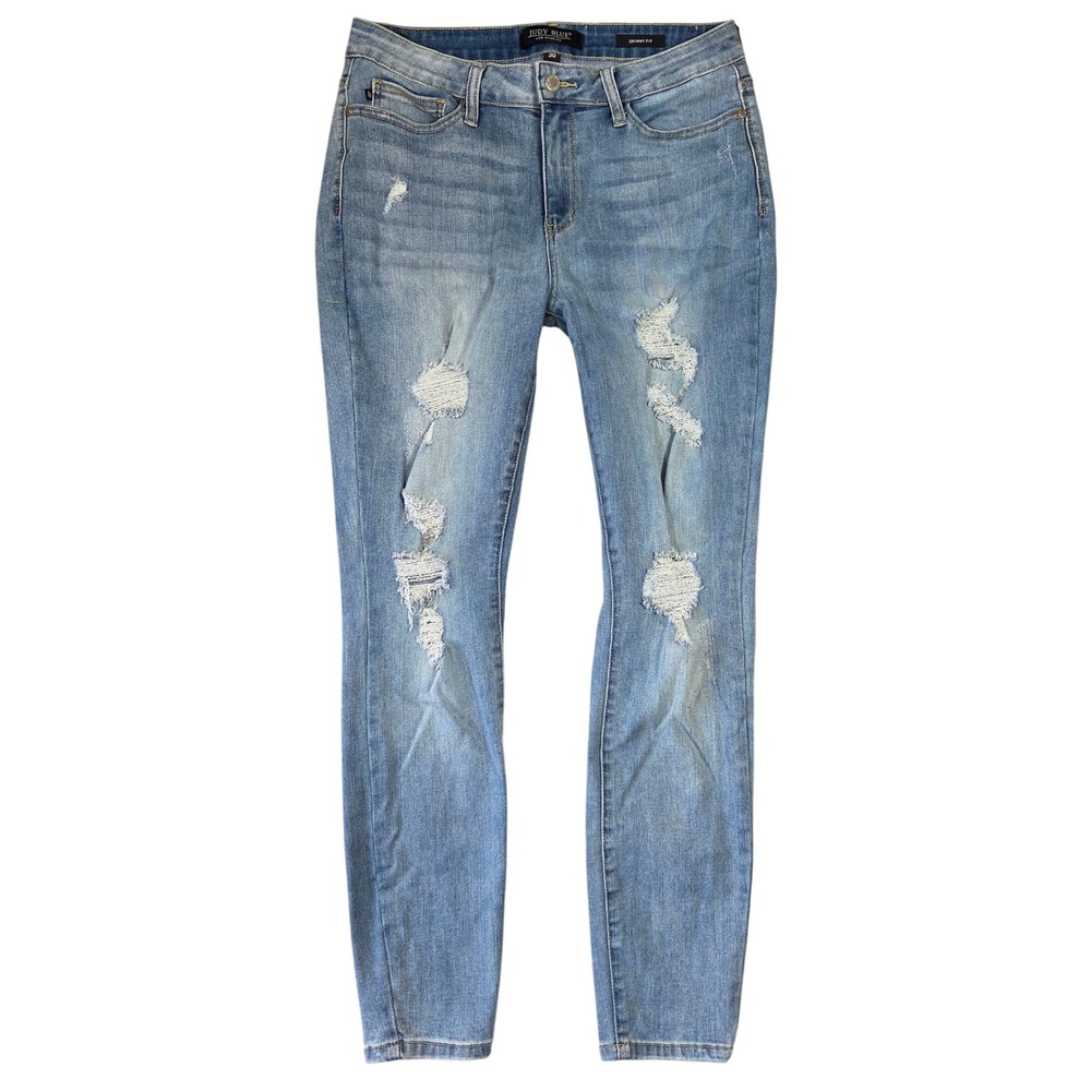 Judy Blue Skinny Fit Distressed Light Wash Jeans JB82125 LT 30 Women Casual Boho